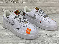 Женские кроссовки Nike Air Force 1 07 Just Do It Pack White. Жіночі кросівки Найк Аир Форс 1 07 Джаст Ду Ит