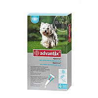 Bayer Advantix для собак от 4 до 10 кг капли на холку от блох и клещей, упаковка 4 пипетки