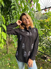 Стильні жіночі сорочки 46-54 средній котик Чорний