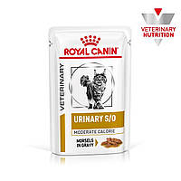 Корм Royal Canin Urinary S/O Moderate Calorie 85 г х 12 шт при мочекаменной болезни у кошек, кусочки в соусе