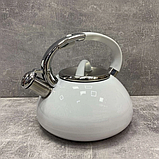 Чайник зі свистком білий із комбінованою ручкою V 3 л (шт) EM-7709, Білий, фото 2