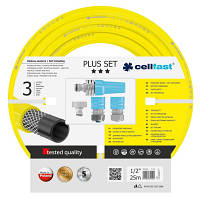 Поливочный шланг Cellfast набор PLUS, 1/2', 25м, 3 слоя, ороситель, комплект для подключения (10-290) - Топ