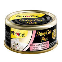 Влажный корм Shiny Cat Filet k 70г для кошек с курицей и креветками