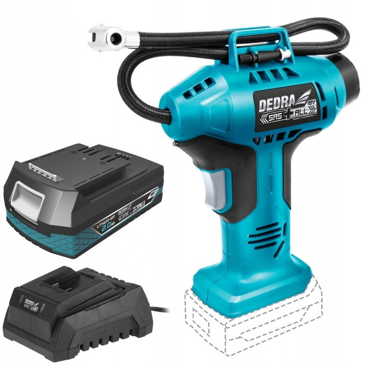 Безмасляний компресор  Dedra DED7078 0 l 11 bar,  2.0Ah 18V Li-Ion