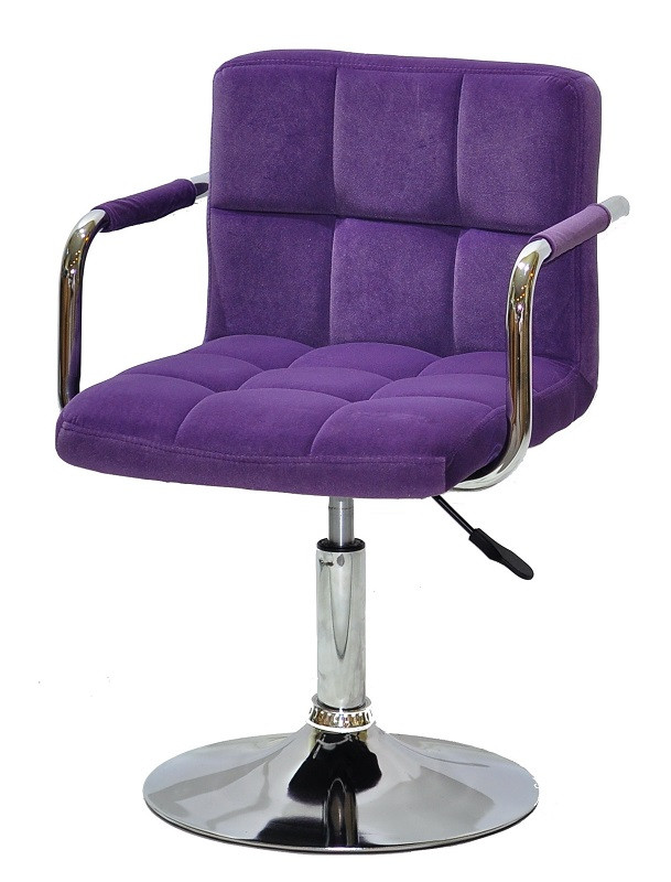 Крісло Arno Arm пурпуровий велюр В-1013 CH Base на хромованій базі з підлокітниками, регулювання висоти, фото 1