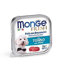 Влажный корм Monge Dog Fresh для собак всех пород, паштет c тунцом, 0.1КГх32ШТ