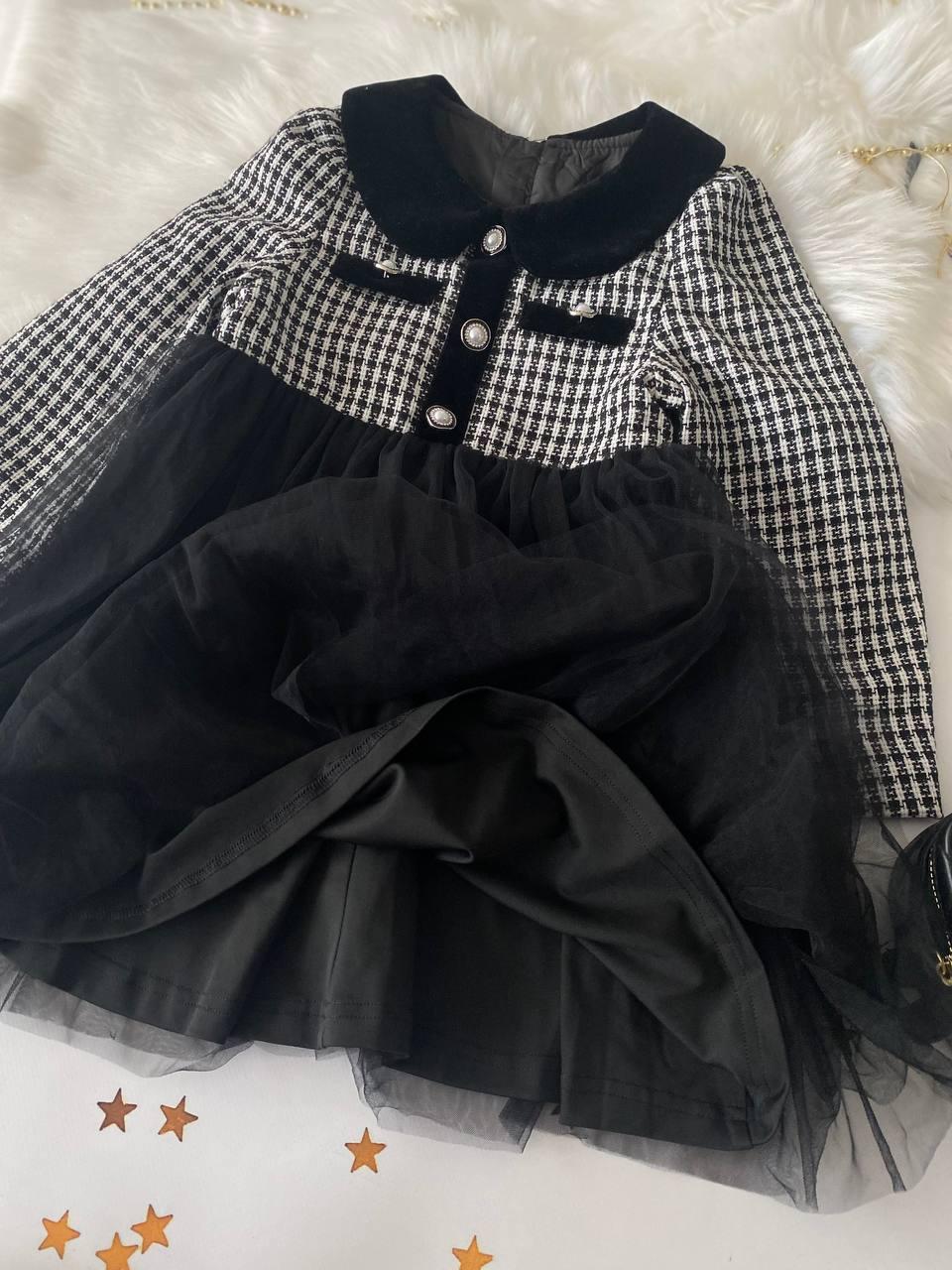 Шкільна сукня для дівчинки твідова Чорна 22032 20, XIACZH, Черный, Для девочек, Весна Осень, 104