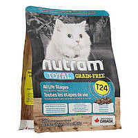 T24_Nutram Total GF 340 г сухой без зерновой корм для кошек всех жизненных стадий, с лососем и форелью, без