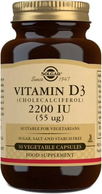 Solgar Vitamin D3 55 mcg (2200 IU) (50 veg caps)