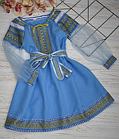 Вышитое платье на девочку 158, Голубой