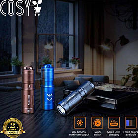 Універсальний ручний ліхтар для туризму та кемпінгу Fenix E02R синій.