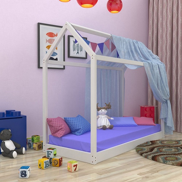 Детская кровать-домик Sportbaby Вигвам 80 х190 см белая_фото в интерьере