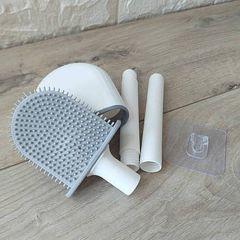 Складаний настінний силіконовий йоржик для миття унітаза в комплекті з чашею Білий із сірим (KG-10231)