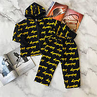 Детский спортивный костюм с жёлтыми надписями Чёрный 36321 107, Черный, Унисекс, Весна Осень, 98