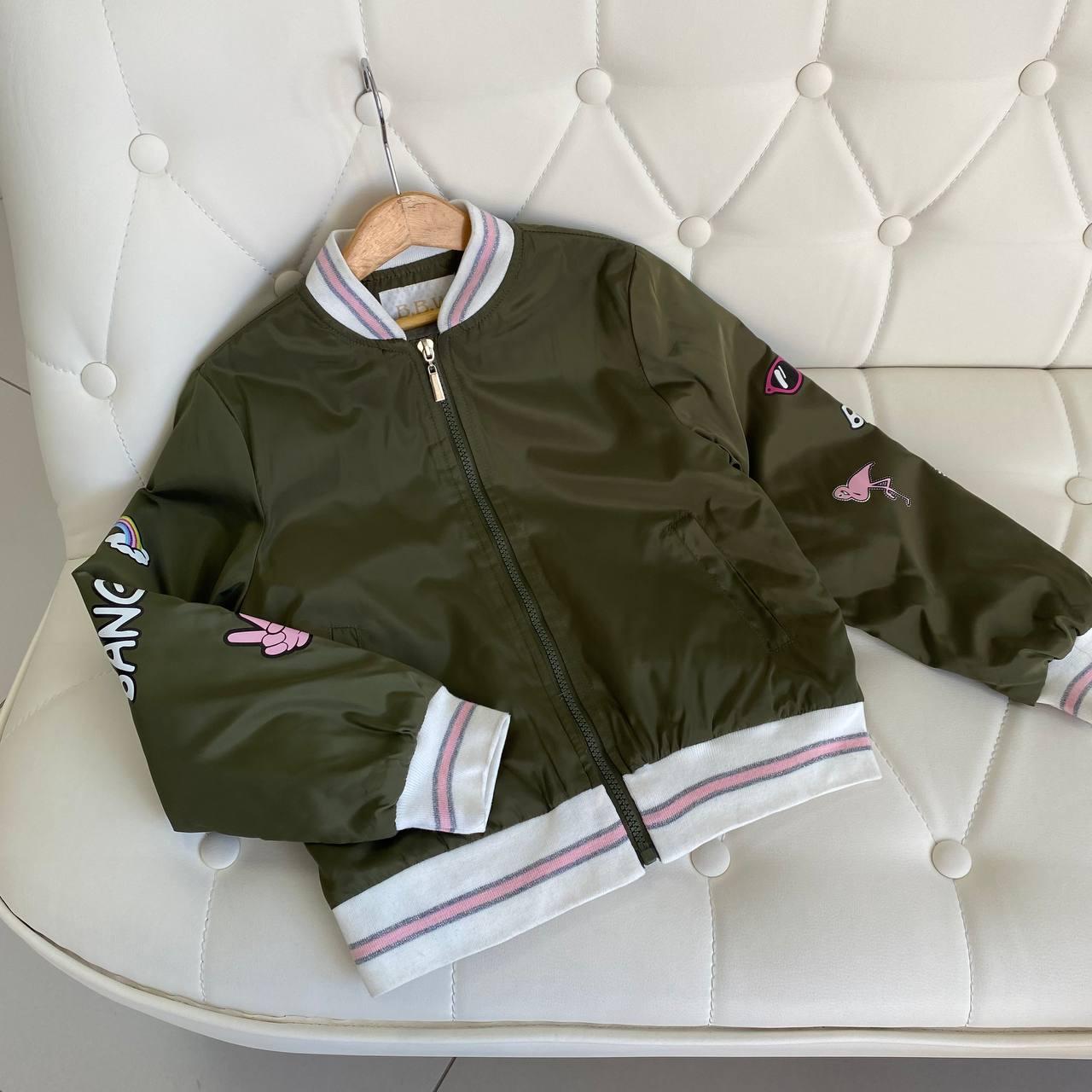 Куртка бомбер на дівчинку на гумці Хакі 1048, BBW, Хакі, Для дівчаток, Весна Осінь, 134, фото 1