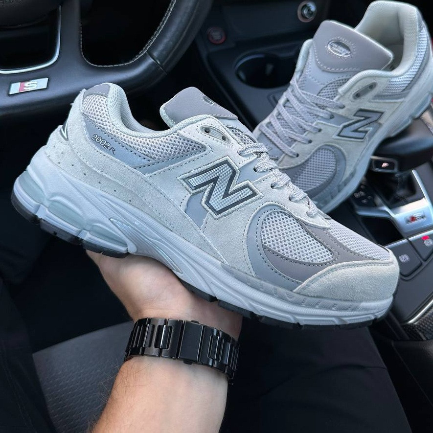 Чоловічі кросівки New Balance 2002R Protection Pack "Light Grey" замша весна-осінь. Живе фото, фото 1