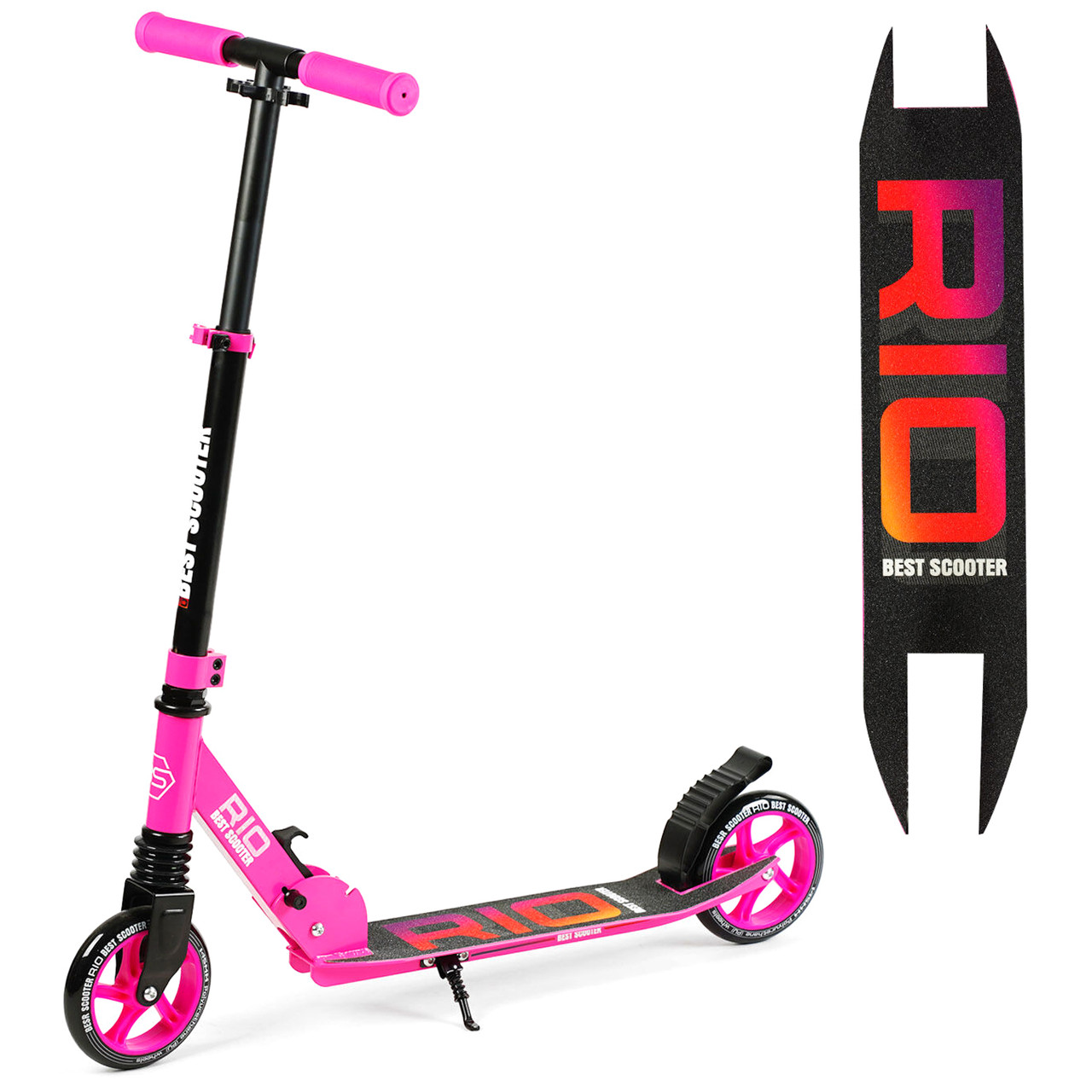 Самокат двоколісний Best Scooter (амортизатор, алюмінієве гальмо, колеса PU 145) R - 21071 Рожевий