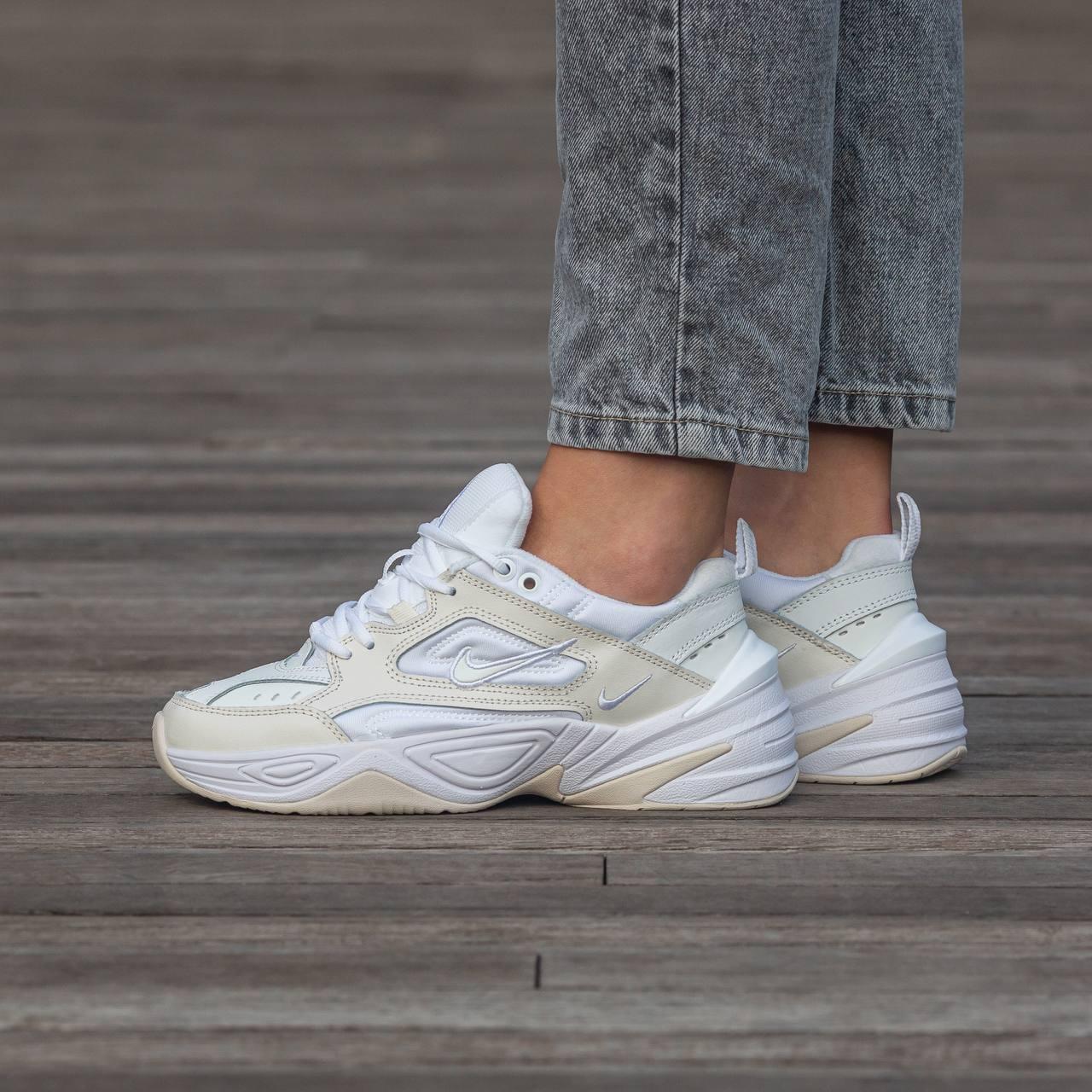 Стильні кросівки жіночі Nike M2K Tekno White Beige. Світлі жіночі кроси Найк М2К Текно.