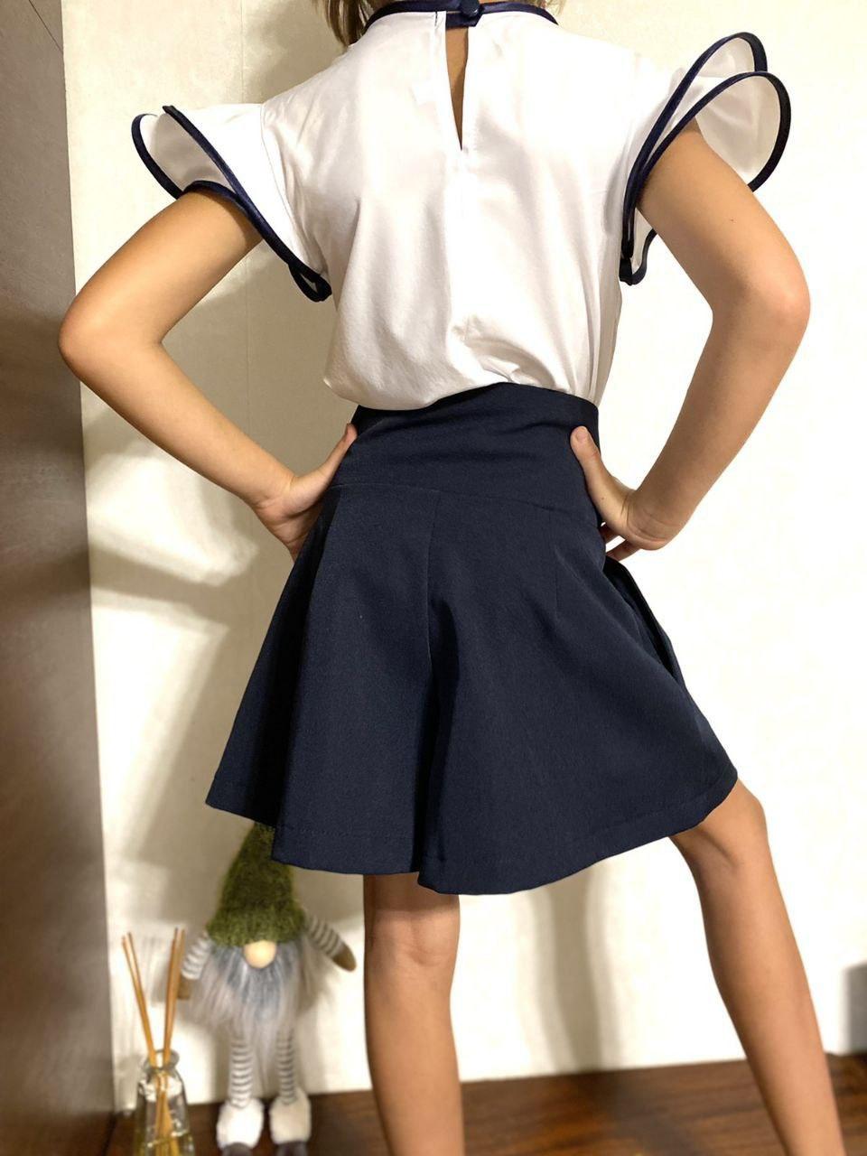 Подростковые шорты юбка по колено модные шорты юбка с карманами 128 - фото 4 - id-p1909517891