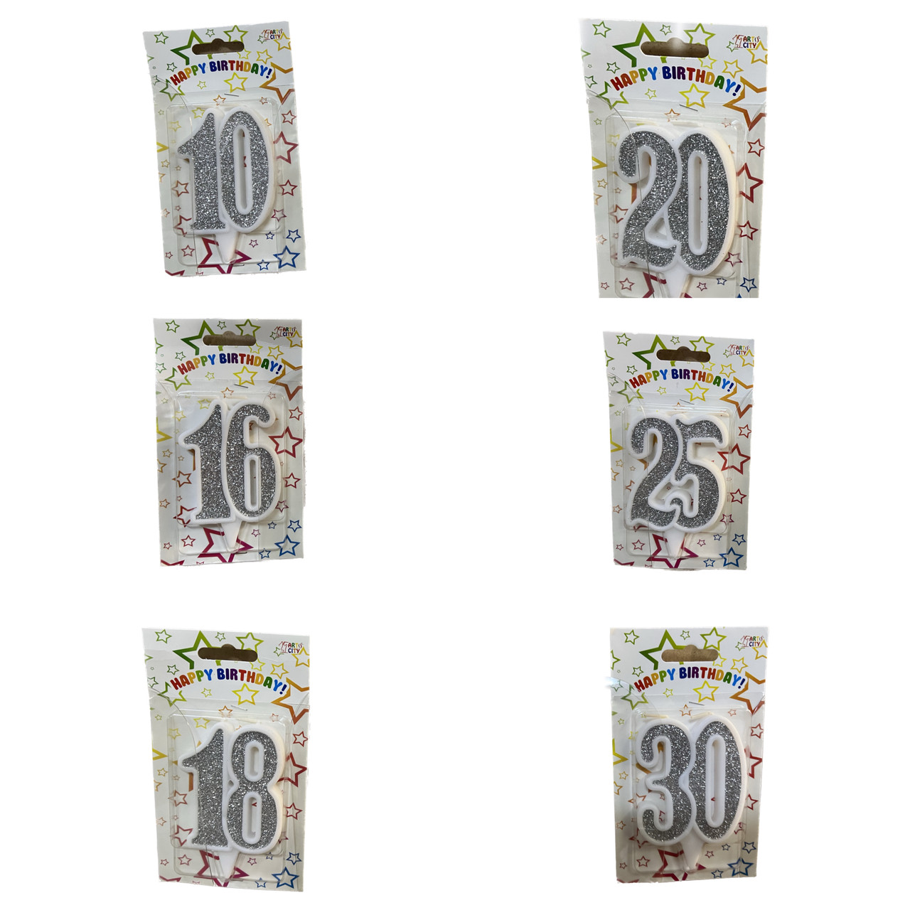 Купить Свечи ко дню рождения на торт Цифры Юбиленые Серебро 10,16,18,20 ...