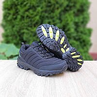 Мерелл Вибрам Мужские зимние кроссовки термо черные с салатовым Merrell Vibram Cordura Термо обувь для мужчин