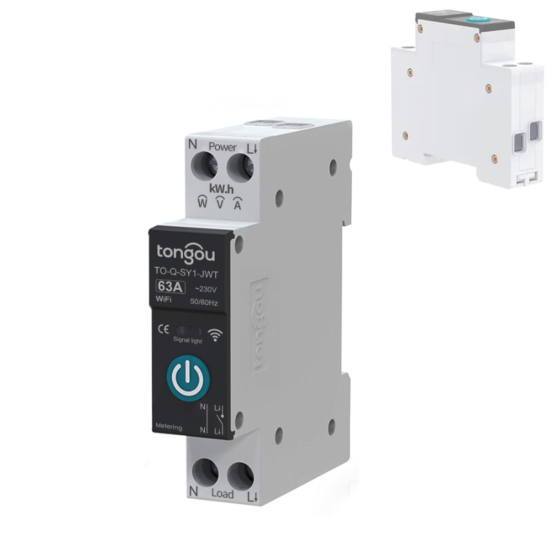 Выключатель автоматический WiFi 1P 63А однофазный счетчик кВт/ч DIN (ID ...