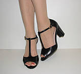 Літні чорні босоніжки жіночі каблуки закриті п'ята розмір 36, фото 3