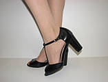 Літні чорні босоніжки жіночі каблуки закриті п'ята розмір 36, фото 4