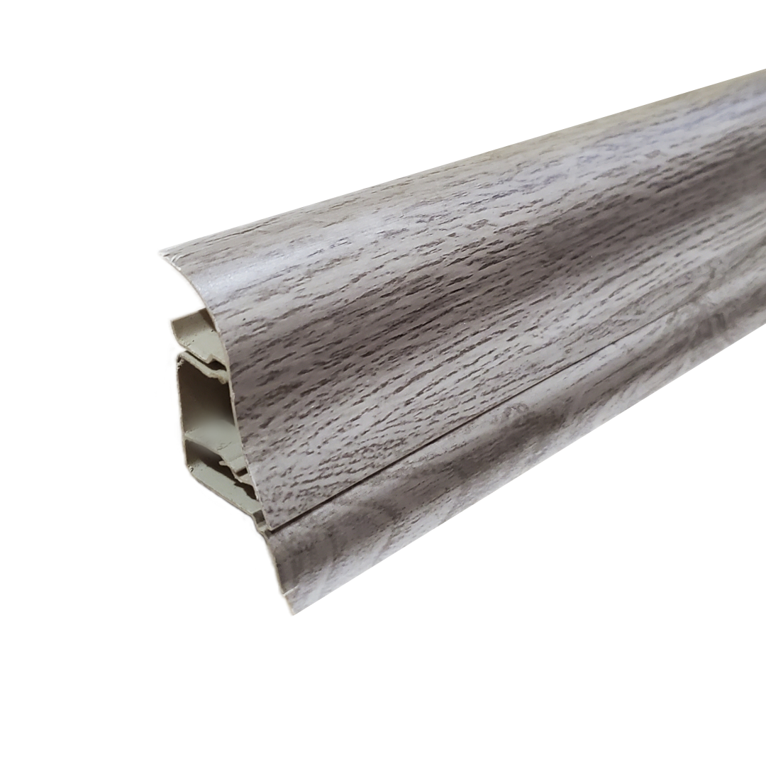 Плінтус пластиковий ТЕКО Люкс 0006 Горіх мармур з кабель каналом широкий по підлозі м'які краю, фото 1