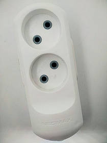 Колодка 2 гнізда без заземлення, біла, NEOMAX