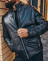 Куртки чоловічі якісні осінь-весна чоловіча однотонна куртка коротка чорного кольору на хлопця