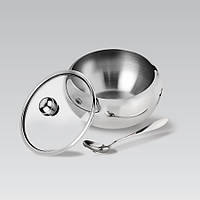 Цукорниця металева Maestro MR-1696, 460 мл, з кришкою і ложкою