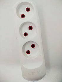 Колодка 3 гнізда без заземлення, біла, NEOMAX