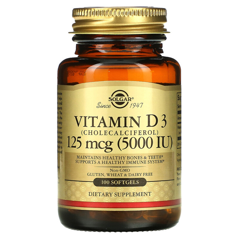 Solgar Vitamin D3 125 mg (5000 IU) (100 softgels)