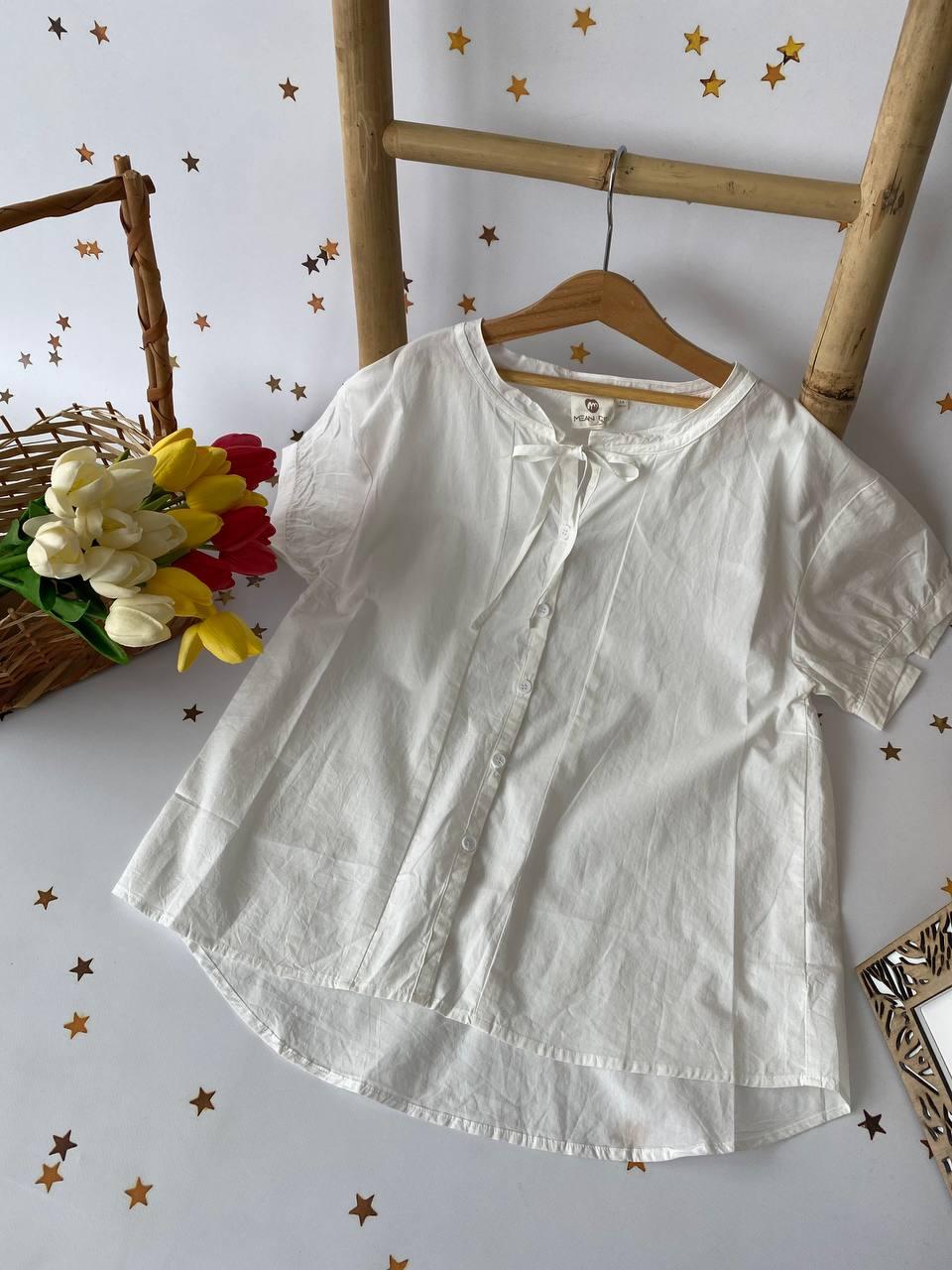 Біла блузка для дівчинки до школи 5396, 19, MEAN, Білий, Для дівчаток, Літо, 140, фото 1