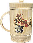 Бамбукова еко чашка з кришкою "Сакура" 250мл, натуральний бамбук ручна робота, фото 2