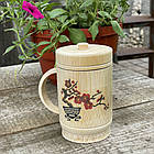 Бамбукова еко чашка з кришкою "Сакура" 250мл, натуральний бамбук ручна робота, фото 6