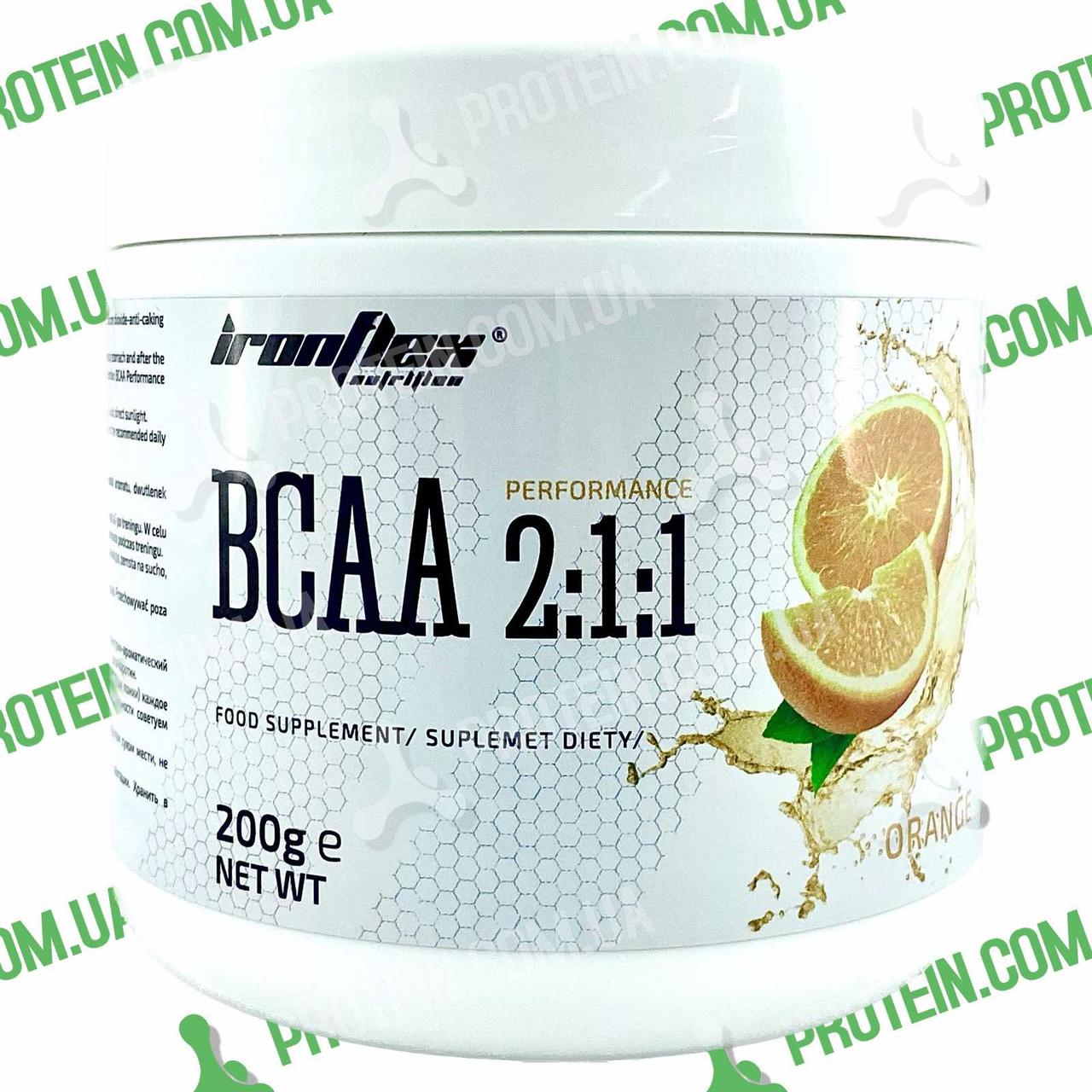 Амінокислоти IronFlex BCAA Performance 2-1-1 200 г Orange Апельсин