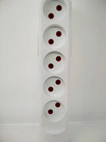 Колодка 5 гнізд без заземлення, біла, NEOMAX