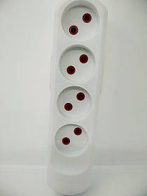 Колодка 4 гнізда без заземлення, біла, NEOMAX