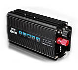 Перетворювач струму power inverter ac/dc автомобільний інвертор 1000w з 12 на 220 ssk-1000, чорний, фото 3