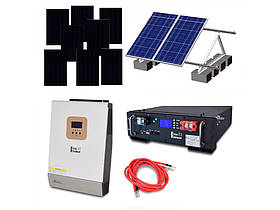 Автономна система безперебійного живлення потужністю5 кВт з LiFePO4 АКБ,сонячними панелями та монтажним набором баластна система