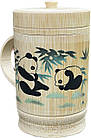 Бамбукова еко чашка з кришкою "Панди" 250мл, натуральний бамбук ручна робота, фото 2