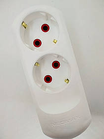 Колодка 2 гнізда із заземленням, біла, NEOMAX