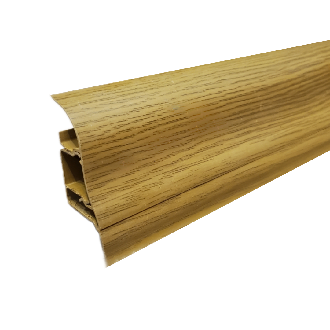 Плінтус пластиковий ТЕКО Люкс 0050 Дуб дачний з кабель каналом широкий по підлозі м'які краю, фото 1