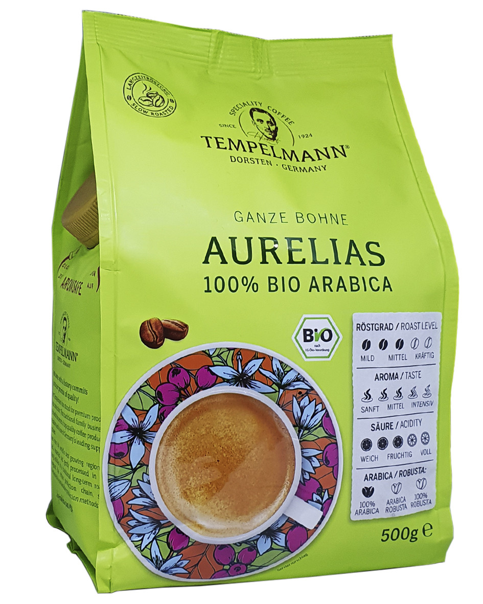 Кава Tempelmann Caffe Crema Aurelias 100% Bio Arabica в зернах 500 г