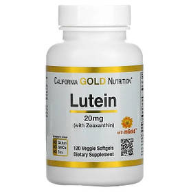 California Gold Nutrition лютеїн із зеаксантином, 20 мг 120 рослинних м'яких таблеток