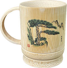 Бамбукова еко кружка кухоль"Японська сосна" 350мл 10х8см, натуральний бамбук ручна робота