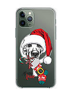 Магнитный чехол на iPhone 12/12 Pro с поддержкой MagSafe :: Собака с носком (новогодний принт 183)
