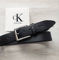 Стильний чорний шкіряний чоловічий ремень Calvin Klein